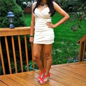 Zinga Criss Cross Dress boutique homecoming cream off white L